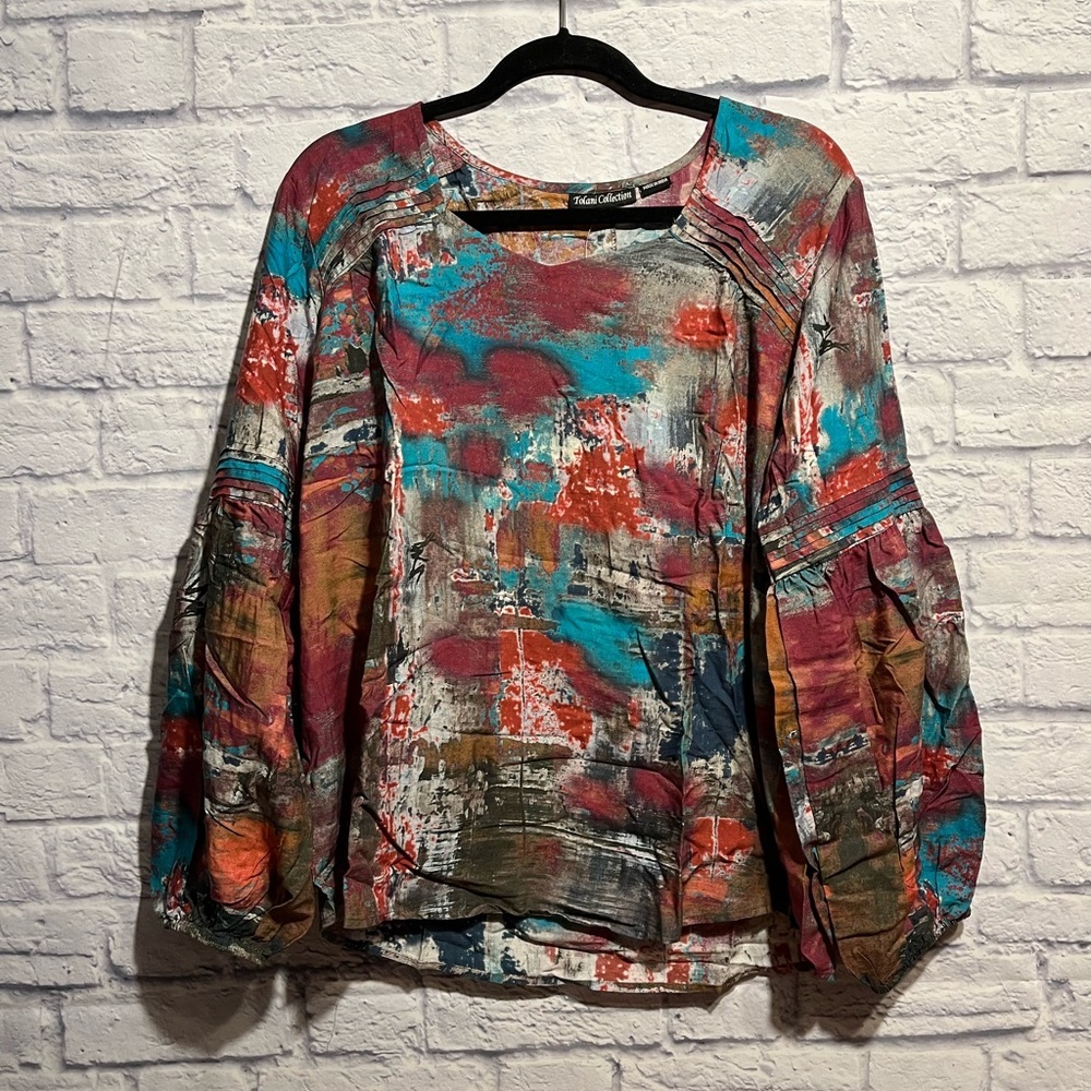 NWT Tolani Collection Abstract 100 Percent Modal Blouse Top Medium